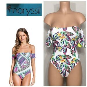 Maryssil Beach leaf swimsuit with sleeve. NWT